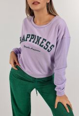 Baskılı Crop Sweat Lila - 0135.159.